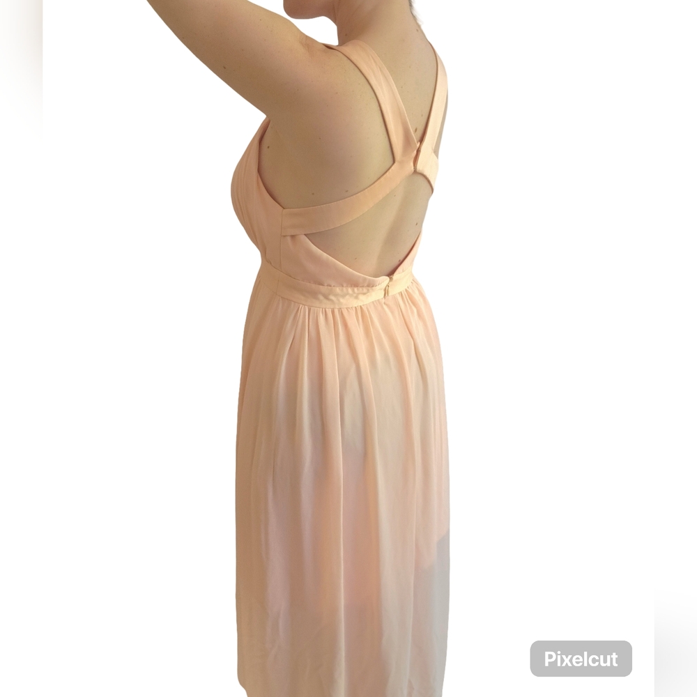 Elegant Peach Blush Dress by Jake's – Pleated Chiffon, EU 38 (US 6–8)